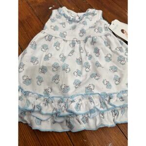 MAGNOLIA BABY NEW Blue Vintage White Kitten Teacup Newborn Sleeveless Dress NB